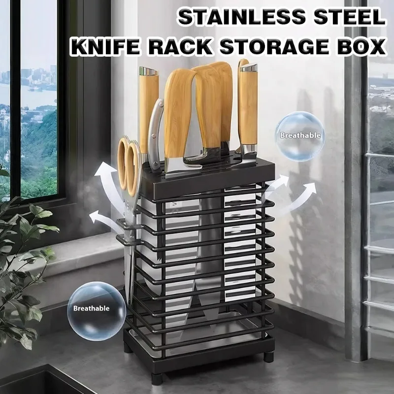 

New Stainless Steel Knife Holder Space Saving Knife Rack with Slots Countertop Knife Storage Kitchen Countertop