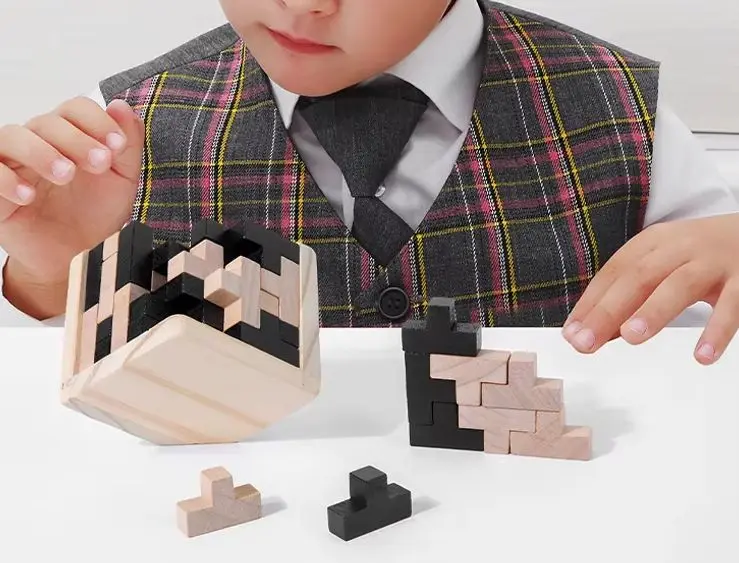 Rompecabezas de bloques 3D, educación creativa, juguetes de madera, rompecabezas cerebral, juego de iluminación, juego de regalo para niños de 54 piezas