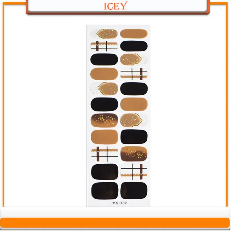 ICEY BEAUTY-Autocollants pour ongles en gel, 1 ensemble, pâte d'amélioration, style ins, dorure laser