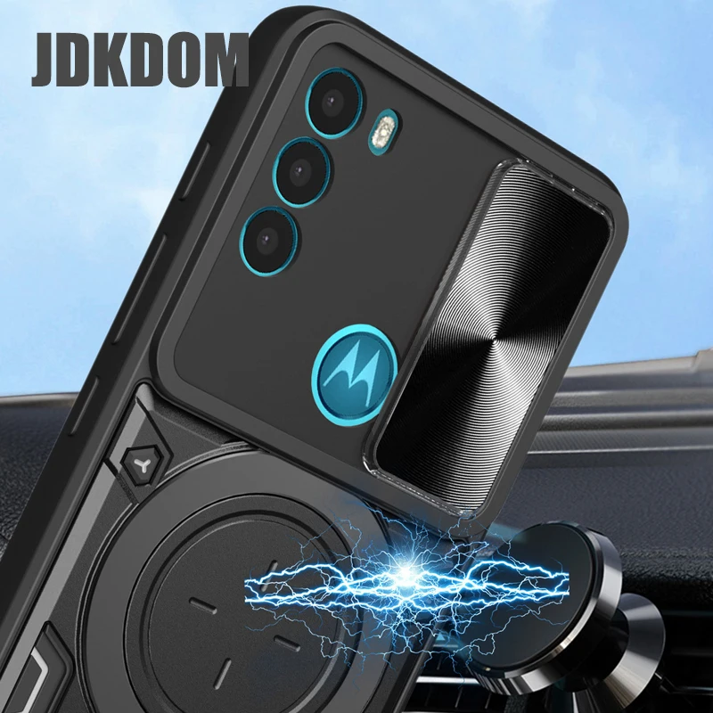 JDKDOM Shockproof Magnetic Ring Stand Case For Motorola Edge 70 60 Fusion Pro X70 Air Push Window Phone Cover