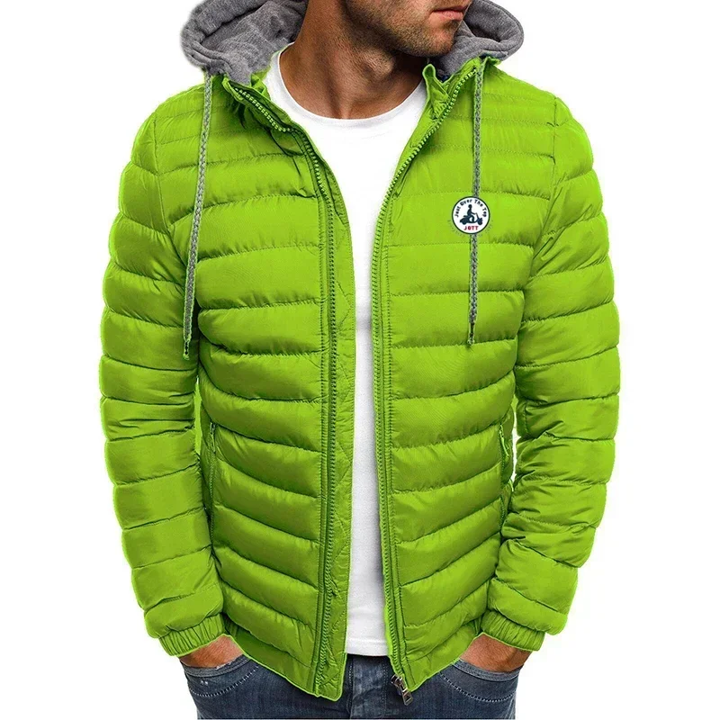 

Men's autumn and winter fashionable zippered hooded cotton-padded jacket, warm outdoor mountaineering casual sports jacket
