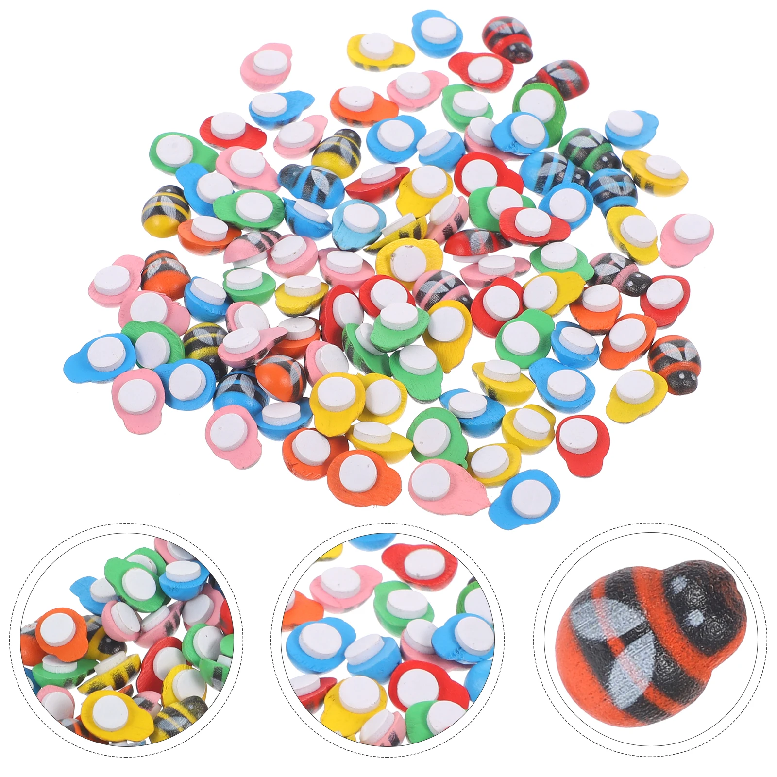 100 Uds. Decoración de abeja de madera, adornos para álbum de recortes, dijes, decoraciones a granel, pegatinas de repuesto