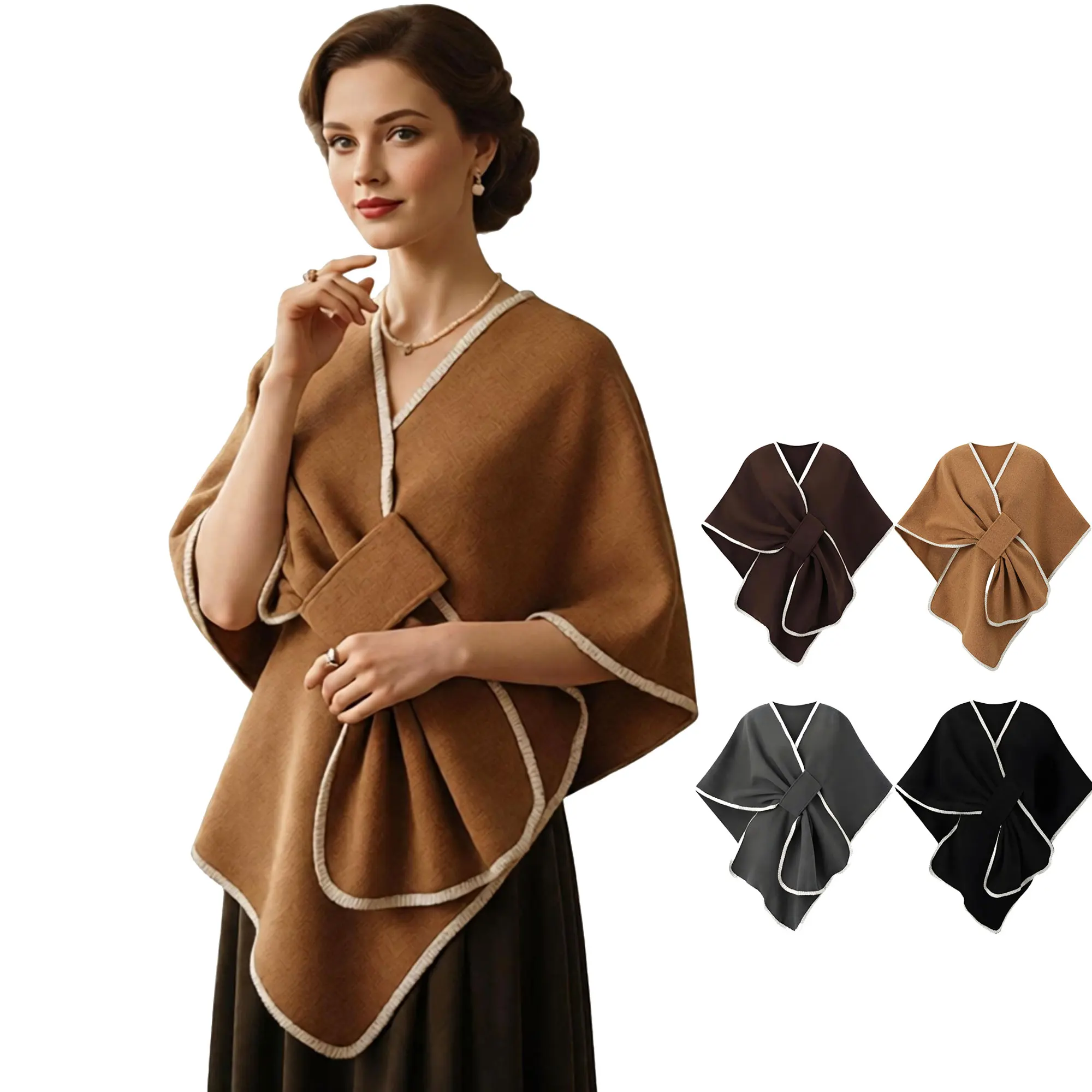 Fashion Plain Triangle Shawl Soft Scarf High-Quality Outdoor Wear Shoulder Wrap Casual Versatile Trendy Shawl Streetwear Coat