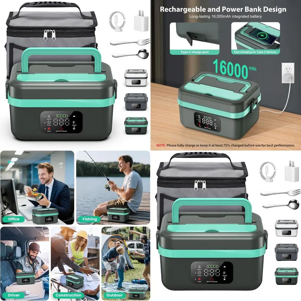 

Портативный электрический ланч-бокс мощностью 60 Вт с контейнером из нержавеющей стали емкостью 1 л, изолированной сумкой, вилкой и ложкой для взрослых на ходу