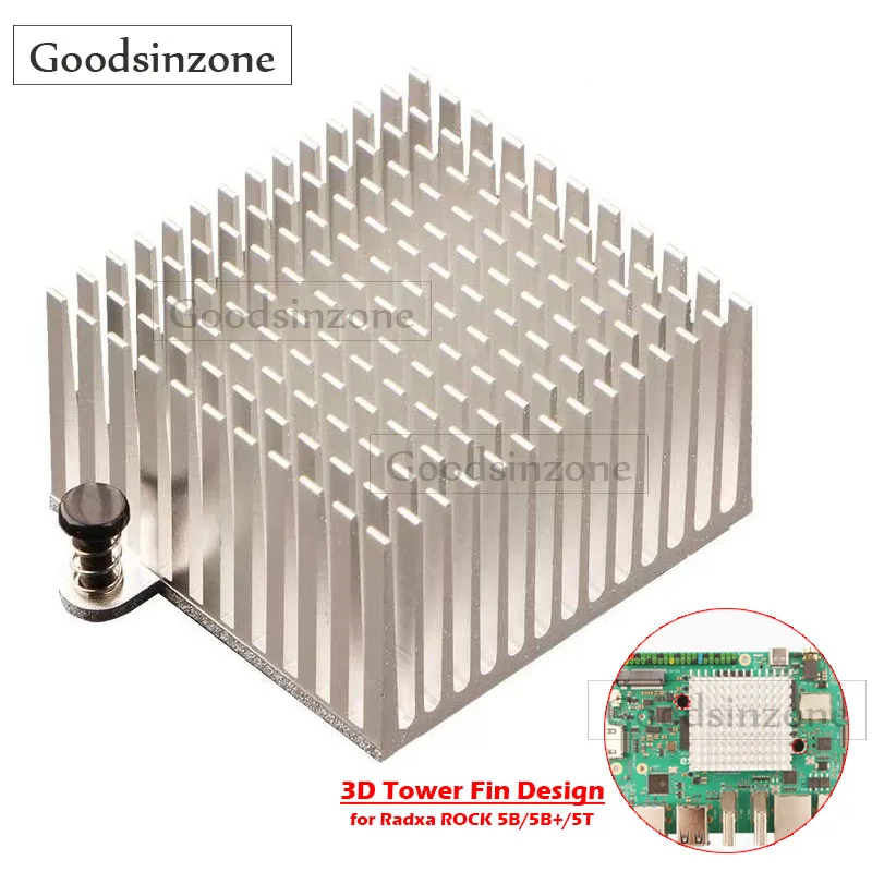 Radxa ROCK 5B/5B+/5T Tower Heatsink - 3D Fin Aluminum Cooler with Dual Thermal Pads