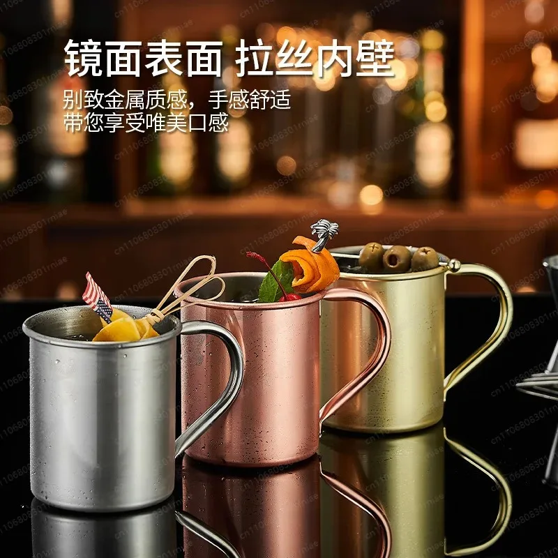 Imagen 4: Copa Moscow Mule de acero inoxidable martillado y chapado en cobre para cócteles