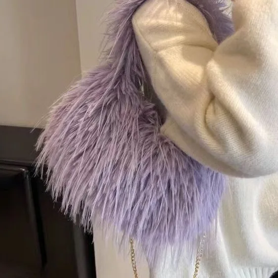 Large Capacity Messenger bags Winter Soft Warm Fur Bag Designer Women's Plush Shoulder Bags Handbag Cute Ladies Coin Purses 2025