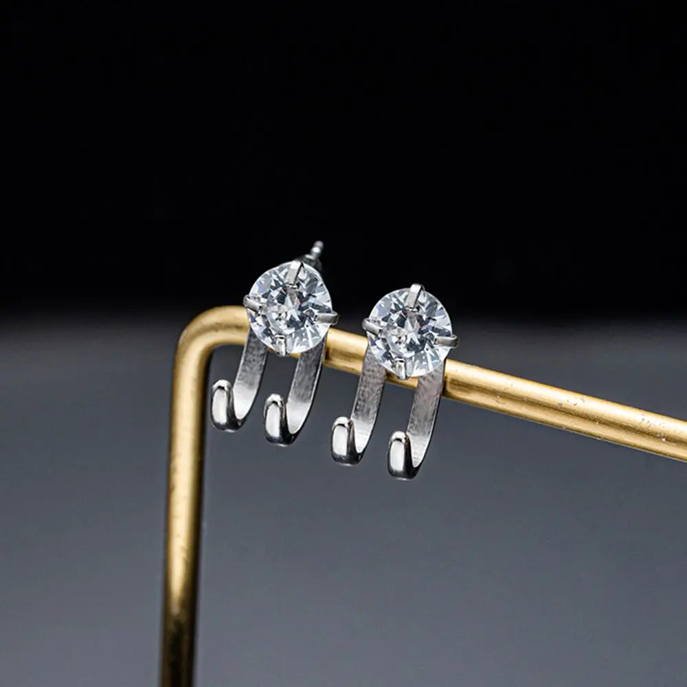 Minority Creative Street Wear Silver Plate Women Party Korean Earrings Zircon Men Accessories Hook Paw Earrings