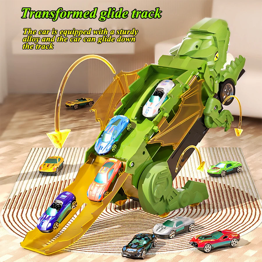 1 morphing dinosaur devore car can accept inertial sliding dinosaur toy Alloy track Tyrannosaurus Puzzle toy Car Birthday Hallow