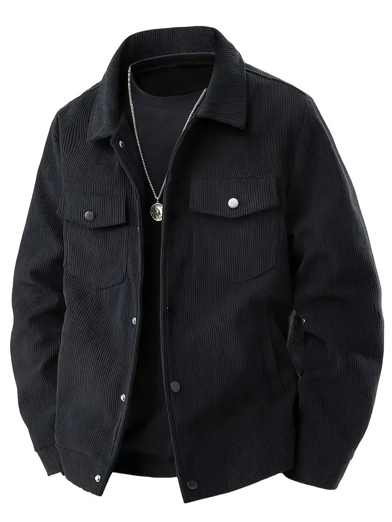 Picture 6: Men's European Size Casual Sports Jacket - Corduroy Single-Breasted Outerwear with Pocket Design