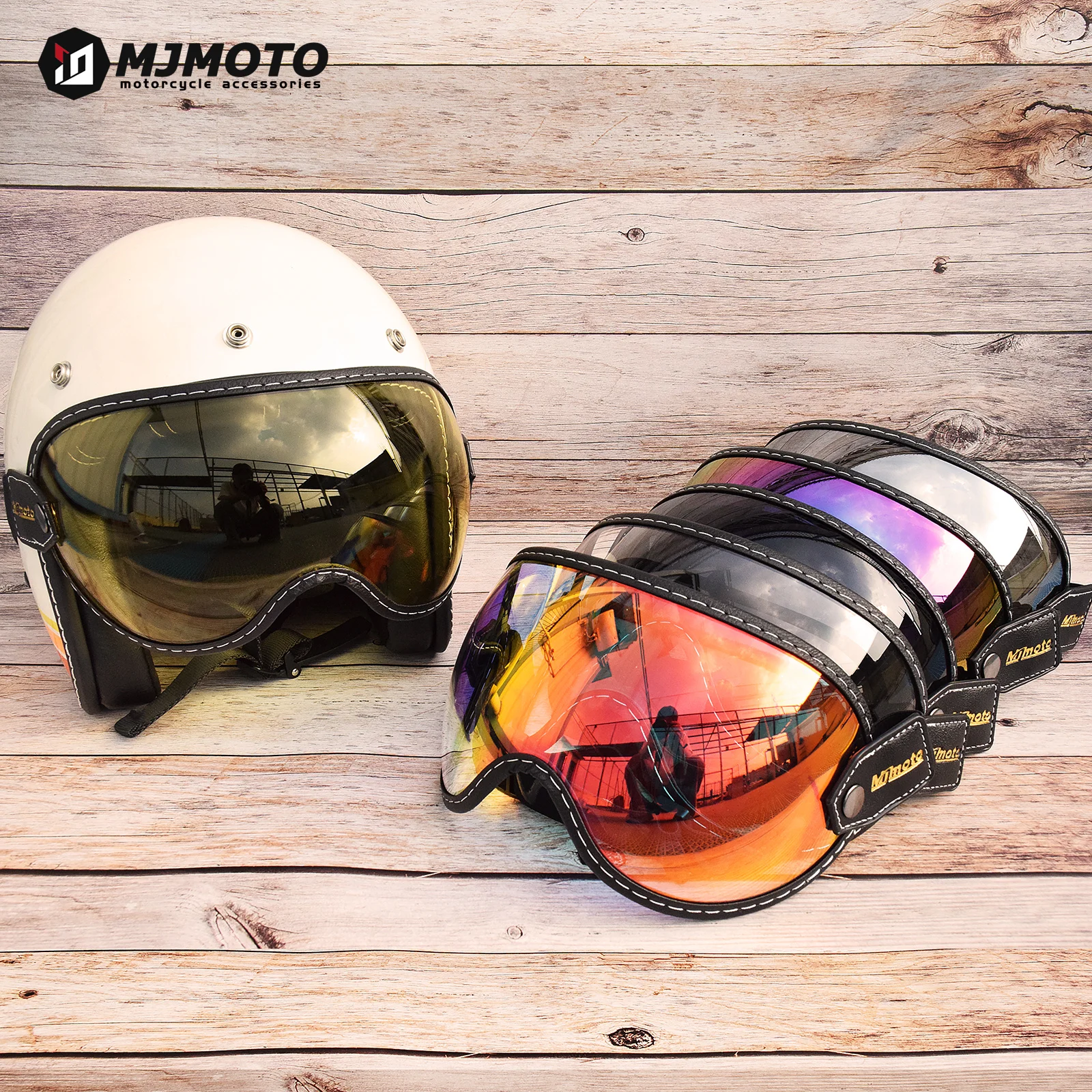 

Retro Black Clear Yellow Universal Motorcycle Helmet V-Model Goggle Visor Lens High Elasticity Motorbike Helmet Lens Accessories