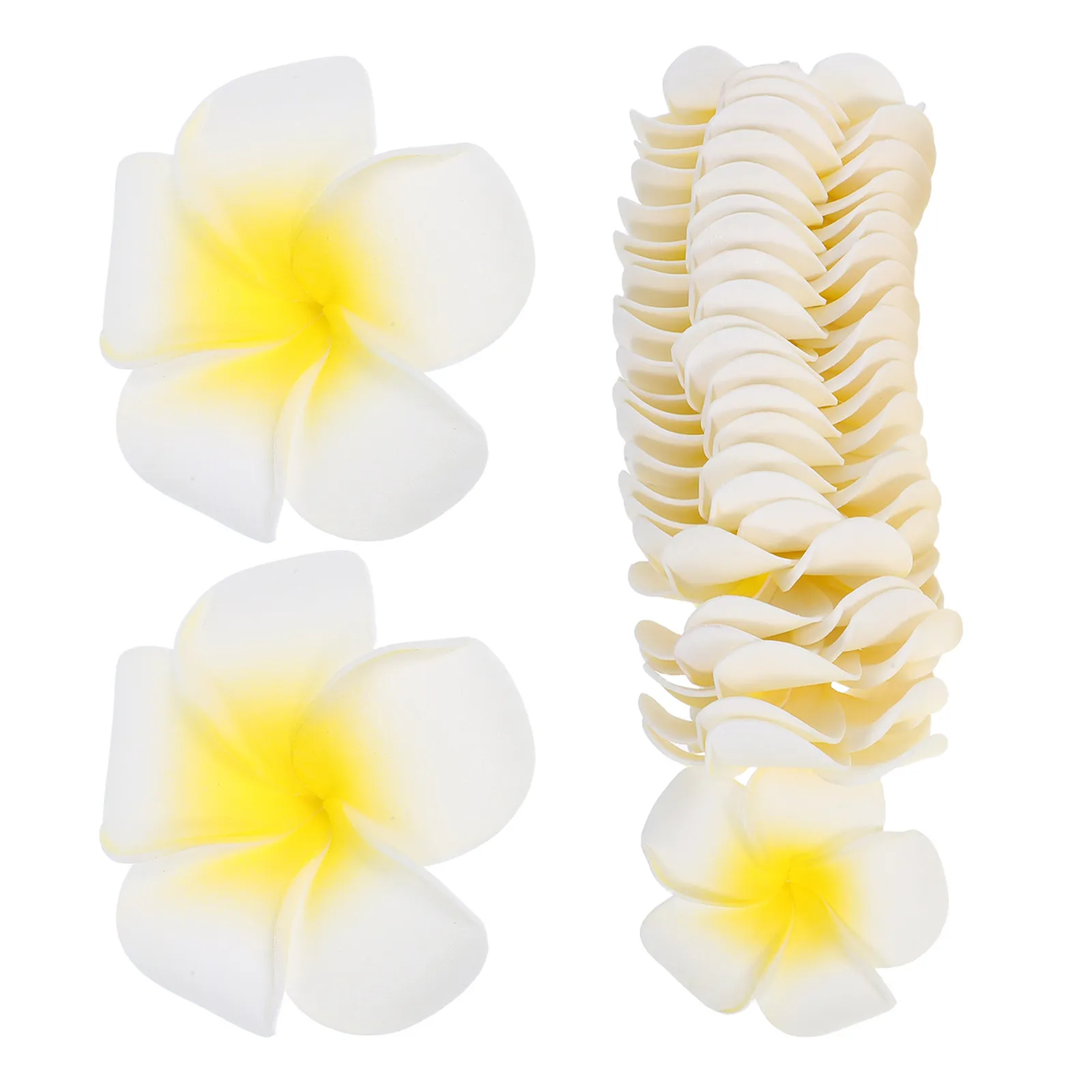 

50Pcs Hawaiian Plumeria Flowers Artificial Eva Petals Fade Resistant for DIY Wreaths Beach Theme Party Wedding Decor