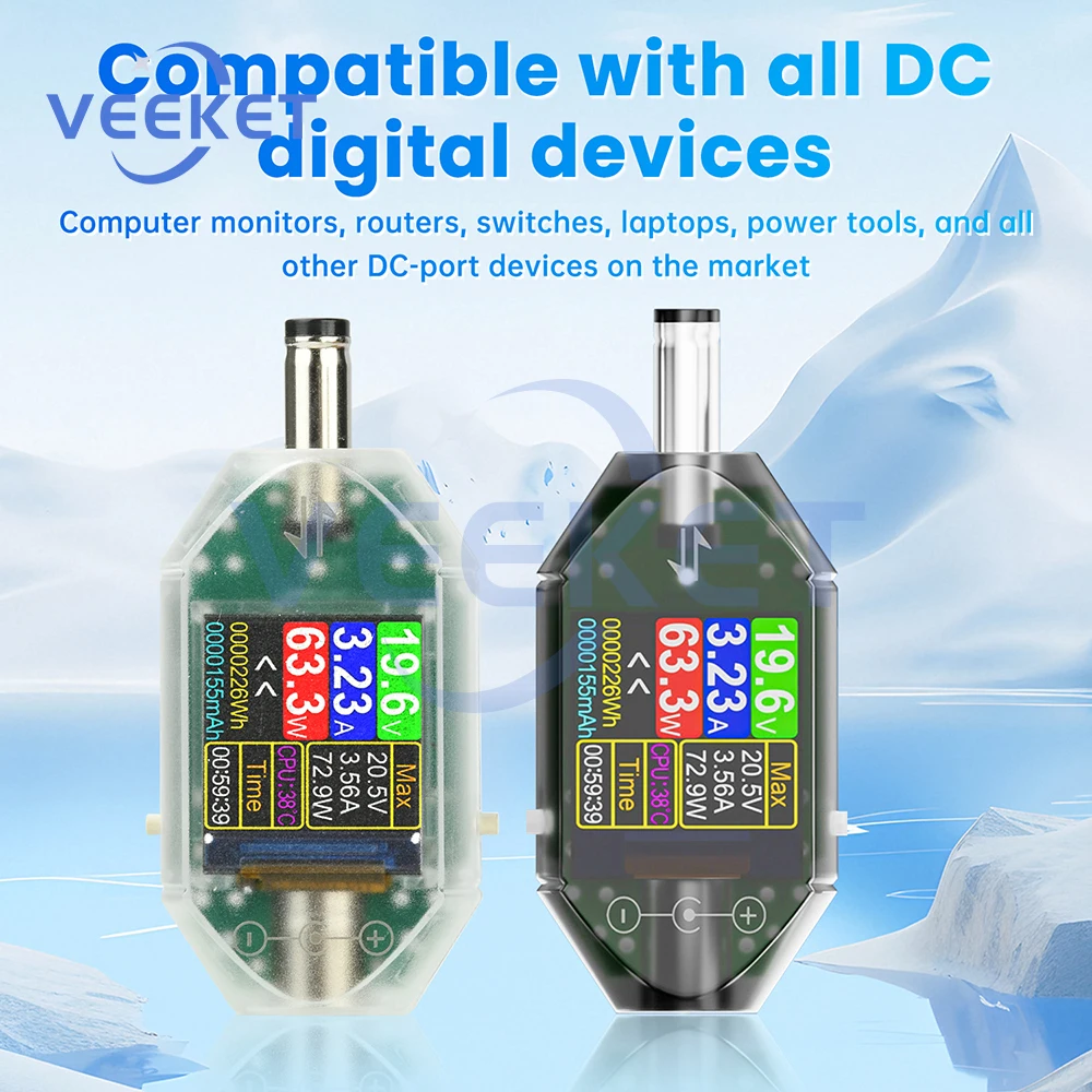 Digitaler Spannungs-/Strom-Leistungsmesser, DC 4,5–50 V, DT550, hochpräzises Amperemeter, Energiemonitor für Laptops, Elektrowerkzeuge