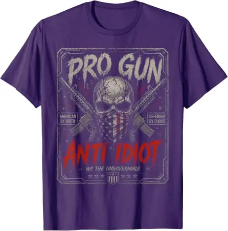 2nd Amendment Pro-Gun Anti-Idiot-Shirt Vintage USA Flag T-Shirt Y2K Herrenmode Veteranen Patriotisches Grafik-Spruch-T-Shirt Neuheit – Detail 13
