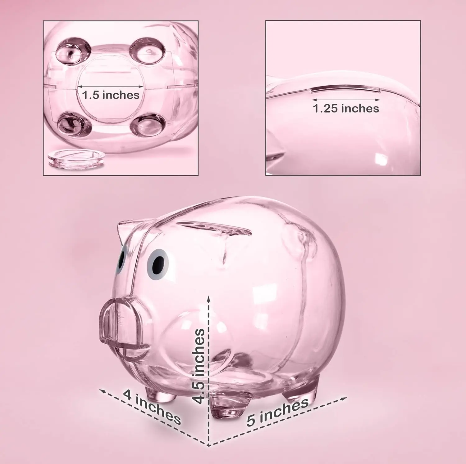 Mini Educational Kids Clear Plastic Piggy Bank, Transparent Piggy Bank