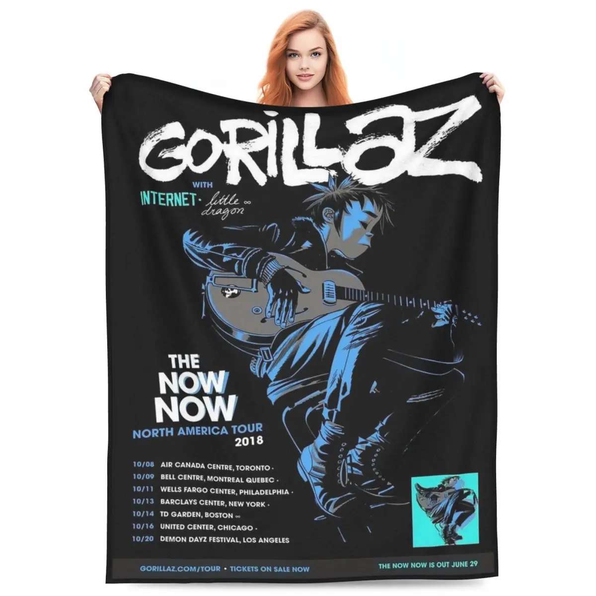 Limited Rock Band Gorillaz Print Blankets Flannel Sofa Throw Blanket Multi-function for Couch Bedding Throws Bedspread Quilt
