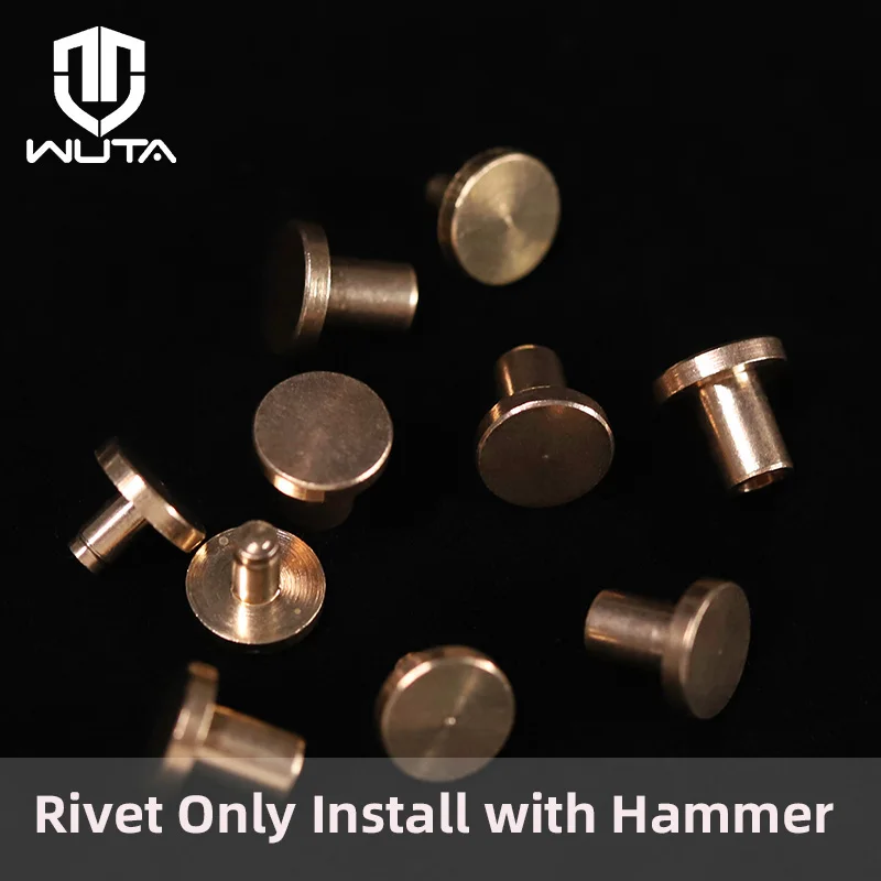 WUTA 10 set rivetto a testa piatta in ottone massiccio chiodi per cintura a doppia faccia forte fibbia fissa hardware artigianale in pelle