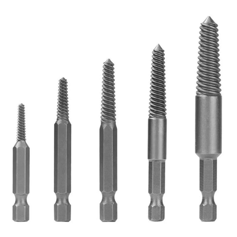 

Drill Bit Hex Screw Extractors DIY Working Metal Metalworking Tools Hex Shank Set 1/4 Inch Broken Bolt Remover