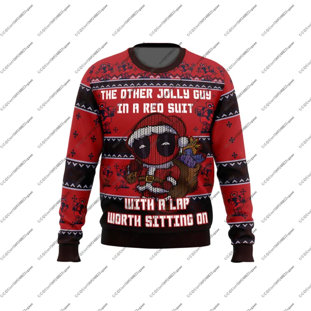 MINISO الرجال الاطفال تي شيرت البلوز الفتيان تي شيرت هوديي D-Deadpool جولي الأحمر غي عيد الميلاد سترة عيد الميلاد هدية الخريف الشتاء M-Marvel #2