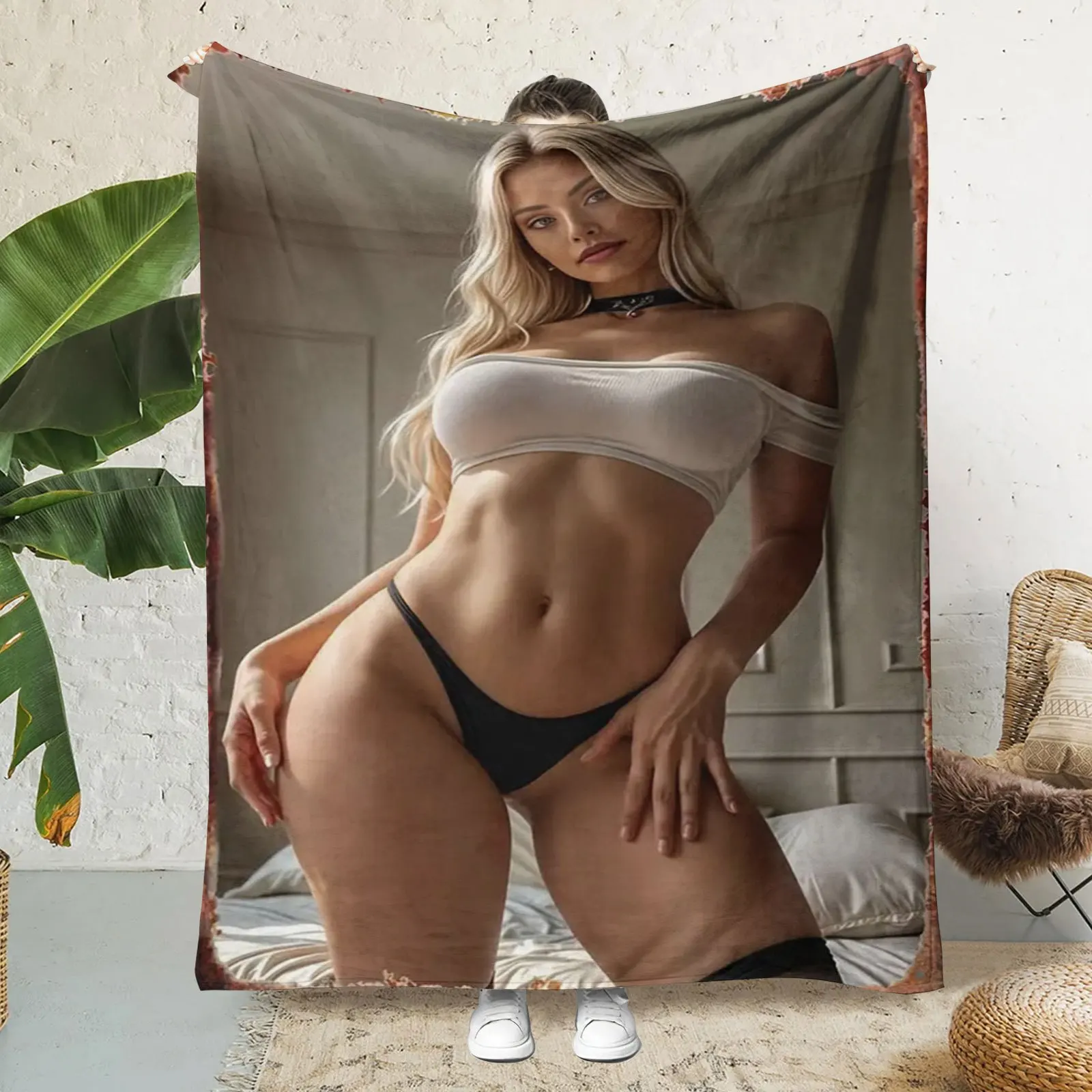 

Фланелевое одеяло Элегантный пляжный плакат - Ультрамягкий всесезонный - Моющийся полиэстер для дивана - Идеальный подарок для нее