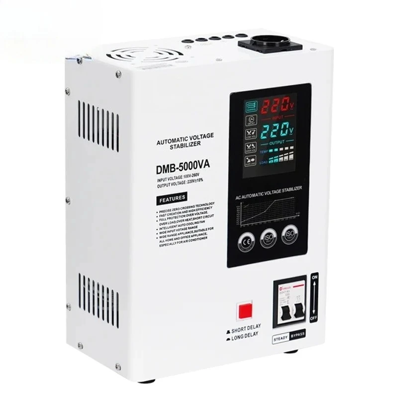 Whole House 10KW Voltage Stabilizer - 220V Single Phase AC Regulator with Display & Relay Control for Outdoor Use