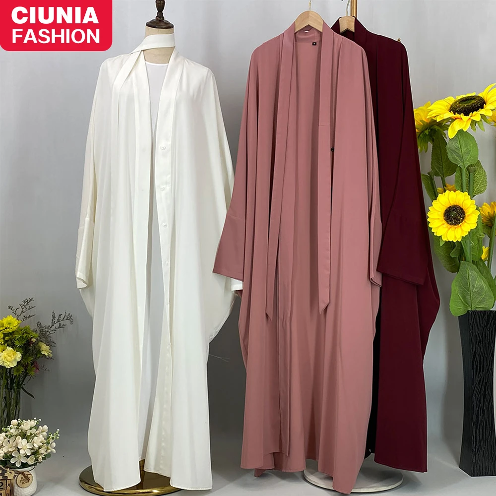 Ramadan Abaya Dubai Luxury Loose Nida Bat Sleeves Muslim Women Clothing Casual Button Front Modest Robe Caftan Marocain Femme