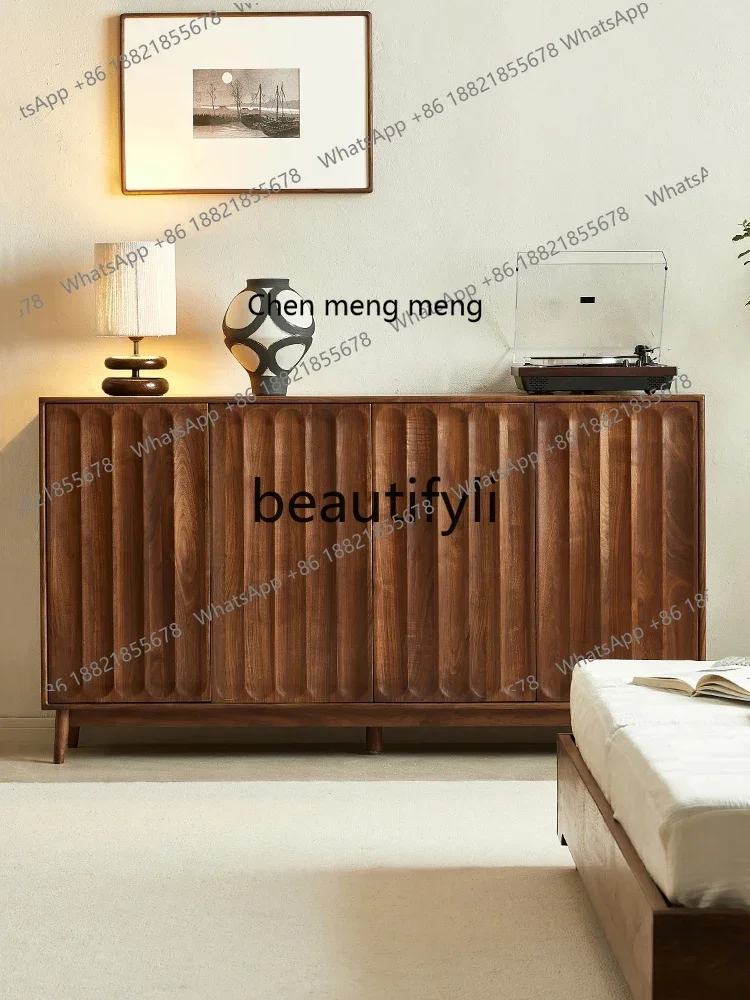 

M178 North American black walnut dining side cabinet, solid wood texture locker, , entrance cabinet, multi-layer storage cabinet