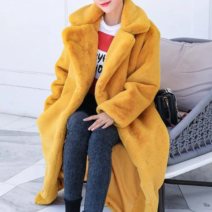 Winter Warm Think High-quality Velvet Faux Fur Long Teddy Coat For Women Vintage Long Sleeve Casual Jacket Outwear With Sashes