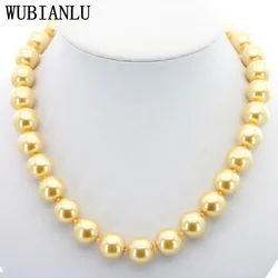 Wholesale 14mm Golden South Sea Shell Pearl Necklace Fashion Woman Girl Gift Christmas Wedding 18