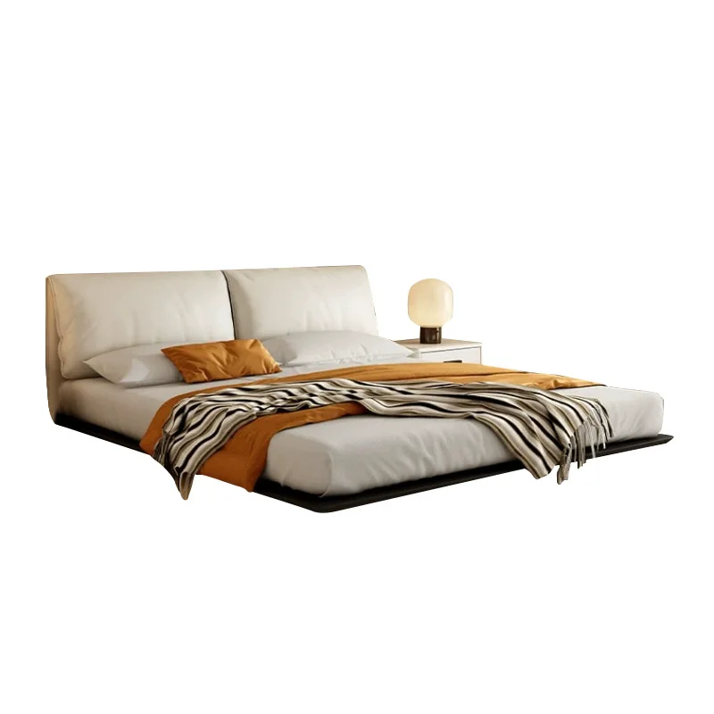 ns-Elephant Ear Suspension Bed Modern Simple Master Bedroom Small Apartment Ash Wood Soft Bag Italian Minimalist Double Leather&