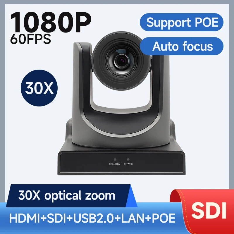 POE 1080P PTZ 30X Zoom Video Conference Camera HDMI LAN SDI  For Educate Live Business Meeting Equipment Remote Teaching