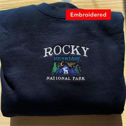 Rocky Mountain National Park Graphic Embroidered Printed Women Retro Style Pullovers Autumn New Arrival Casual Thick Sweatshirts