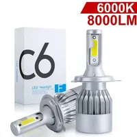 C6 2x H7 LED H4 Hi/Lo H1 H3 HB3 HB4 9003 HB2 H13 9005 9006 Car Headlight Bulbs 6000K COB car lights 72W 8000LM Auto Headlamps