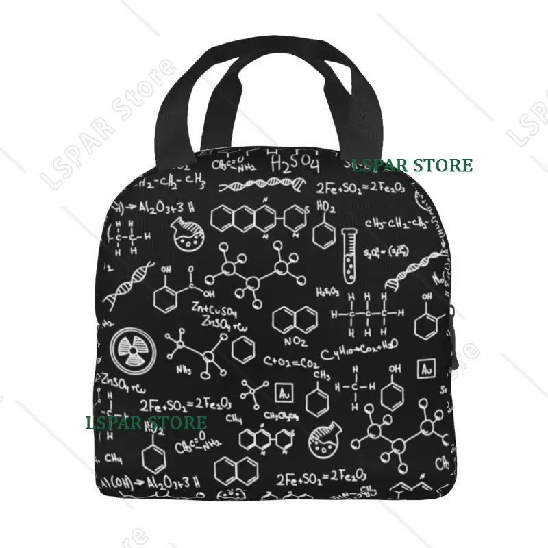 Science Chemistry Pattern Portable Lunch Box for Chemical Lab Tech Thermal Cooler Food Insulated Lunch Bag Kids School Children