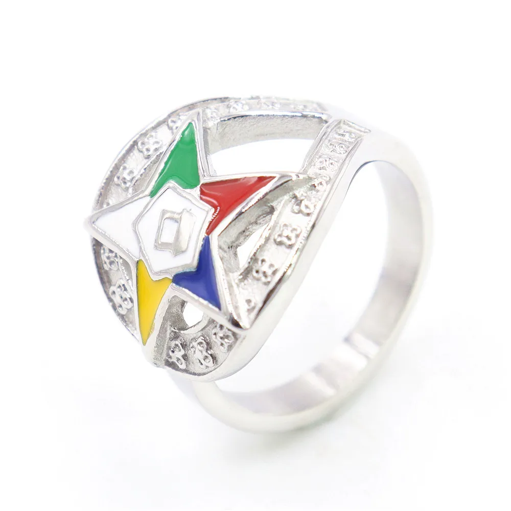 Custom O.E.S logo Jewelry Mens Women 316 Stainless Steel Masonic Mason OES Rings Order Of The Eastern Star Ring