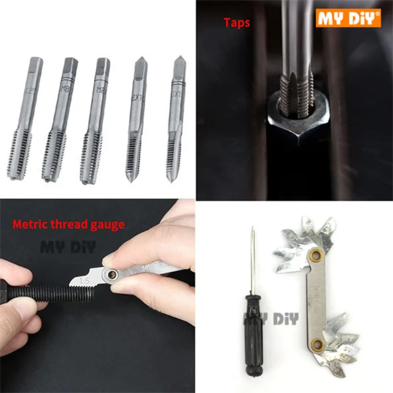 6/32pcs Screw Thread Hand Metric Tap Wrench And Die Set / Hand Threading Tool Tungsten Carbide Tool Bit Set