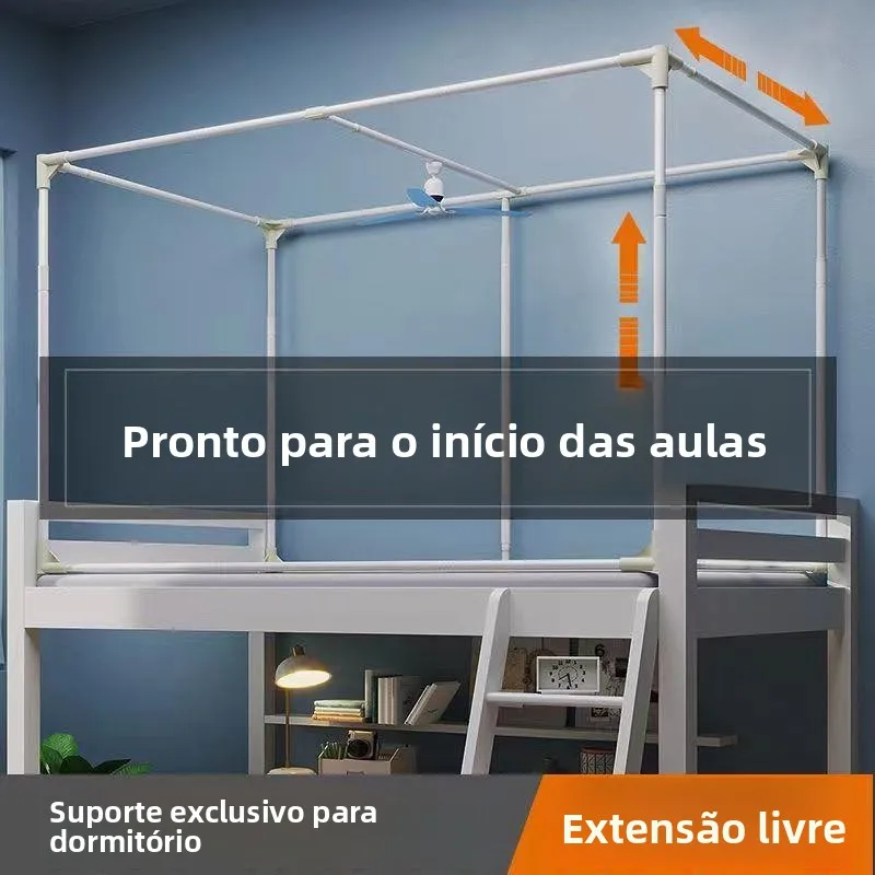Suporte de Mosquiteiro e Cortina para Cama, Pintado e Reforçado, Extensível, para Cama de Solteiro e Beliche, para Dormitório...