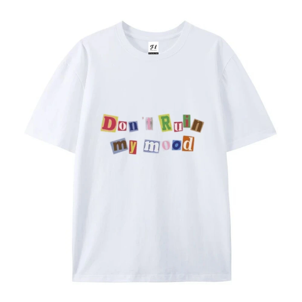 T-shirt graphique en coton, article de mode d'été, adapté au Style minimaliste avec des imprimés d'art en ligne tendance, tissu en coton Simple et avancé