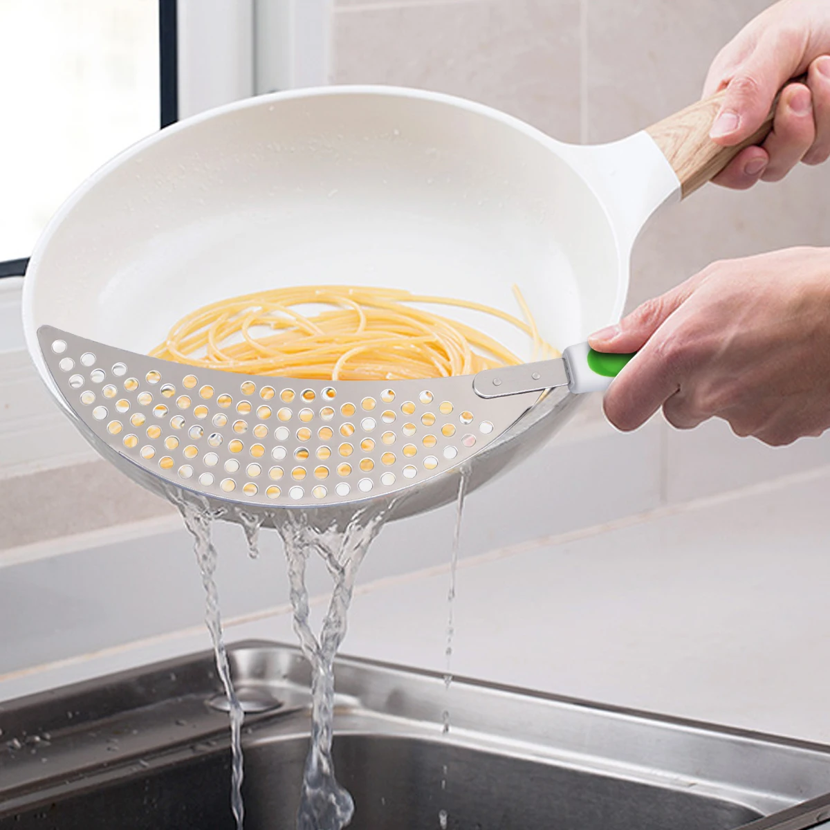 

Multifunctional Filter Separator Pot Drainer Stainless Steel Strainer Pan Strainer Kitchen Gadgets Premium Material Long Term