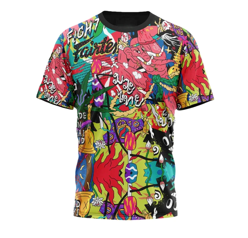 Men's Women's Summer Sports Breathable Short-Sleeved 3D Printed Fairtex Men's Boxing and Wrestling T Shirt Round Collar Shirt