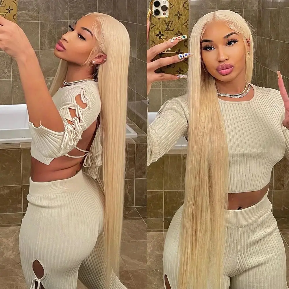 

613 Honey Blonde Bone Straight 13x4 Lace Front Human Wig 30 38 Hd Inch Hair Brazilian Transparent Glueless Frontal Wig For Women