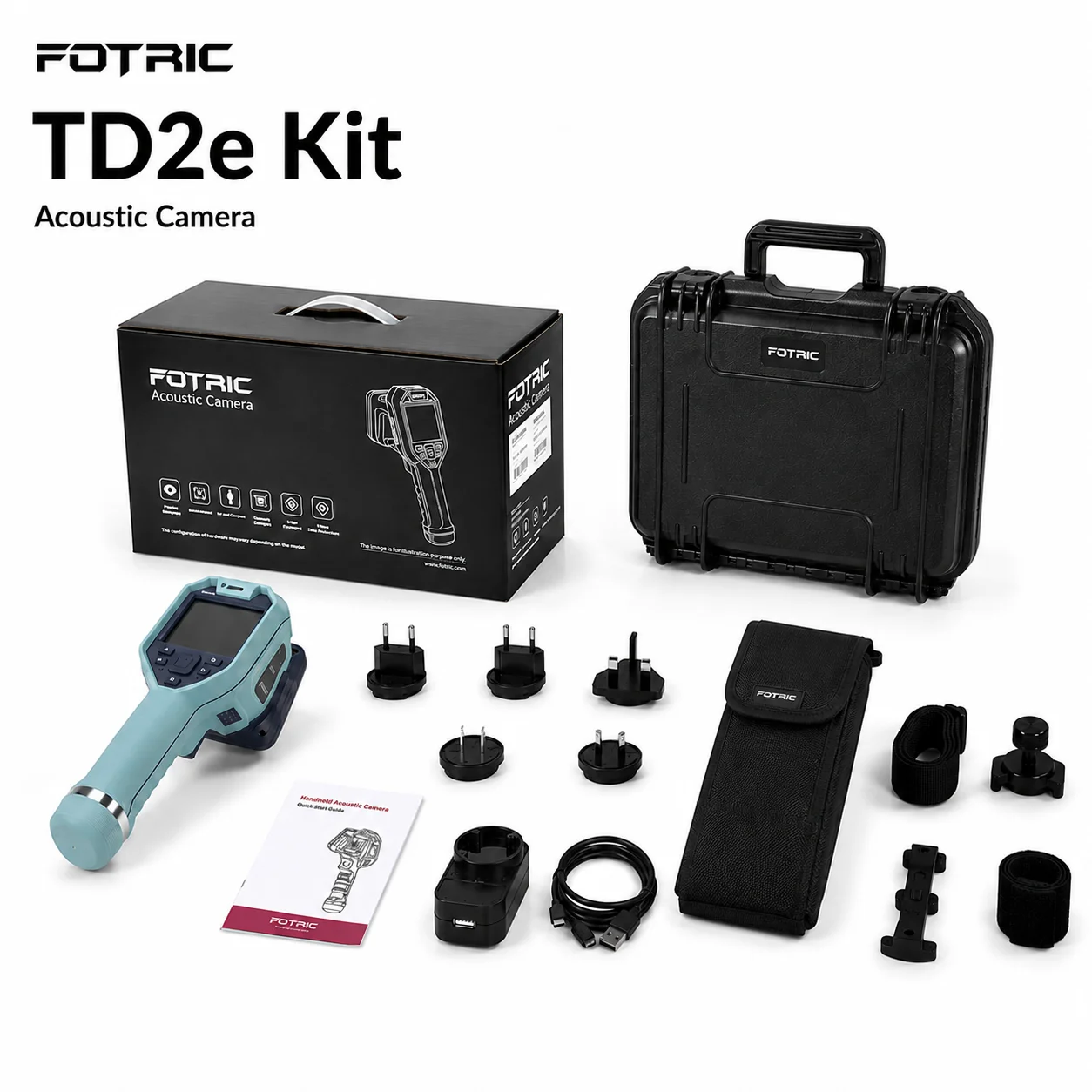 FOTRIC TD2e Akoestische Camera Ultrasone Lekdetector, 64 MEMS, 2–100 kHz, Perslucht Gas Vacuüm, Partiële Ontlading, Mechanische Storingen, Industrieel Onderhoud Pneumatiek Elektrotechniek, Preventief