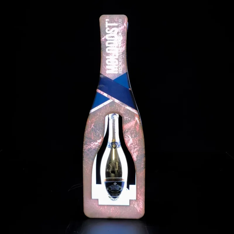 Premium Custom LED Liquor Display StandRechargeable Popular Pattern Wine Bottle Display Rack Bar KTV LED Luminous Red Wine Champ