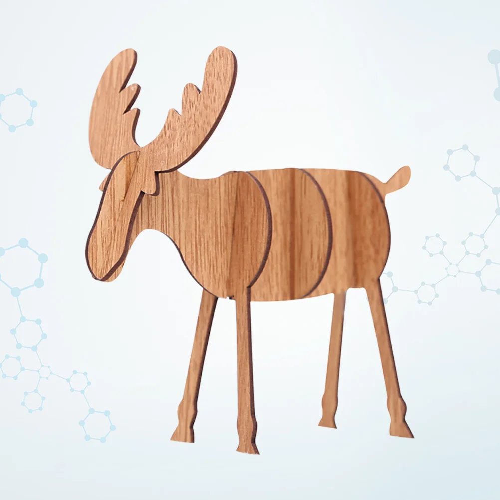 

Vintage Wooden Elk Christmas Decoration Small Size Khaki Standing Reindeer Prop Perfect Room Wall Door Classroom Decor