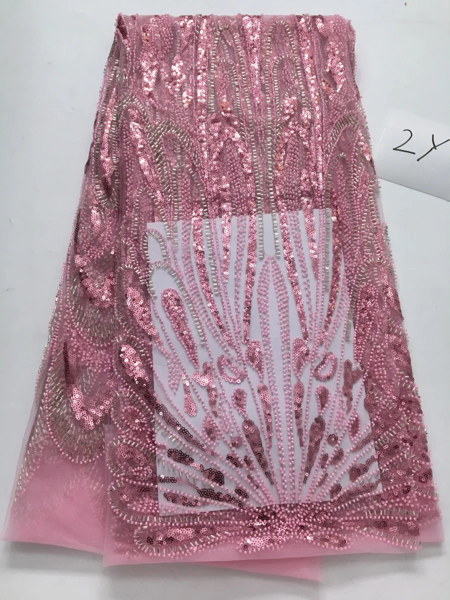 

SJD LACE African Mesh Lace Fabric 2Yards 2025 New Nigerian Cord French Tulle Beads Net Lace Fabric for Woman Wedding Party Dress