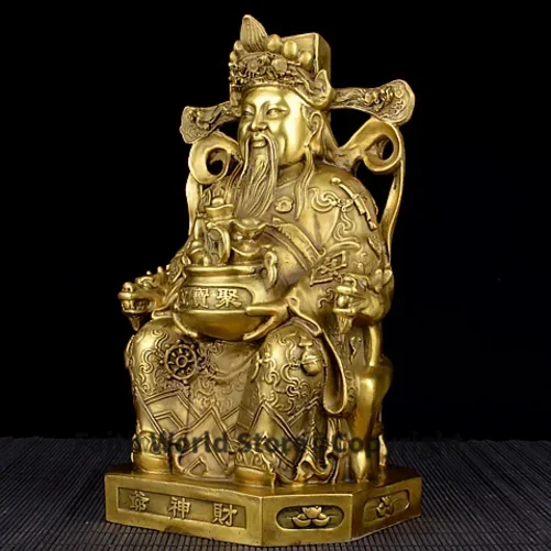 21cm large- efficacious Talisman home House Protection Money Drawing Martial god of wealth CAI SHEN KAI GUANG brass statue