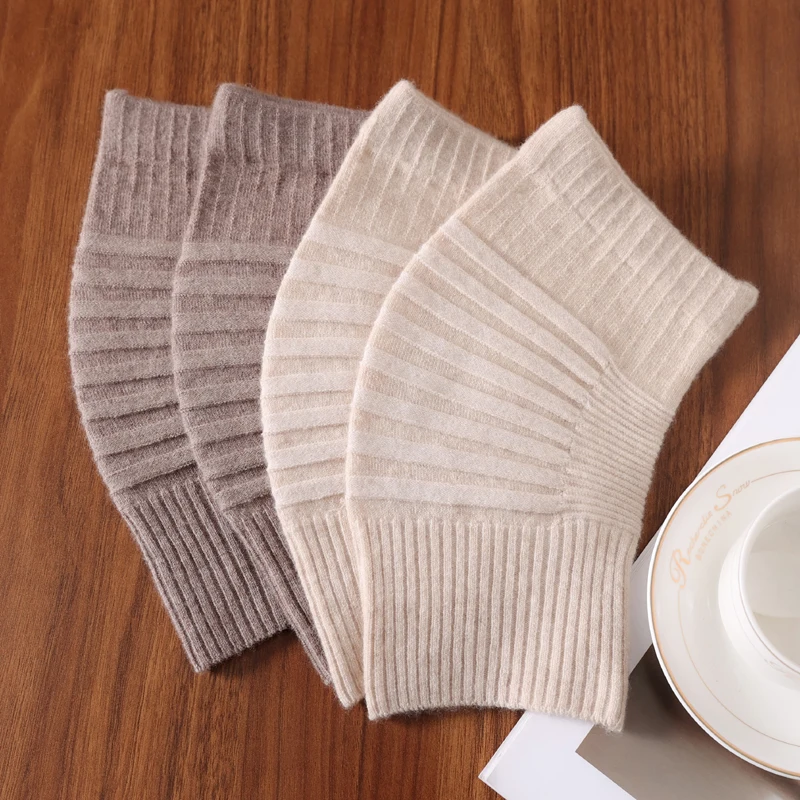 100%Pure Wool Stripe Elastic Knee Brace Winter Warm Thermal Knee Protector Sleeve  Compression Sports Knee Warmers For Women Men
