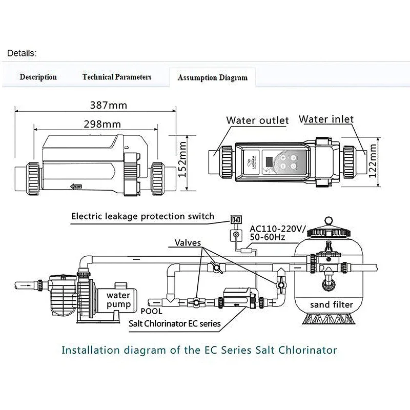 RTS 8g/h Salt Water Generator System Automatic Cleaning Complete Functions Simple Operation Spa Swimming Pool Chlorinator