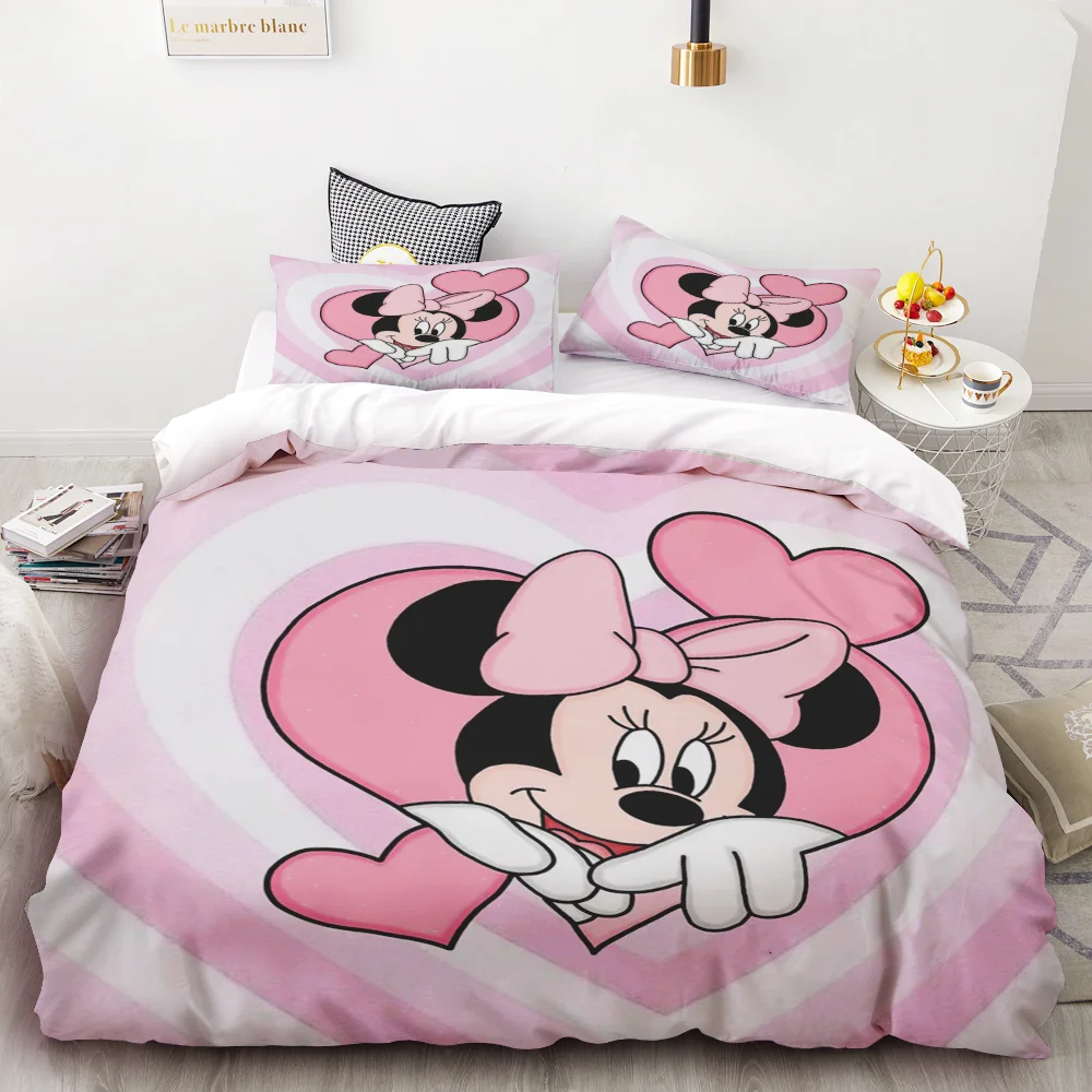 

Pink Minnie Duvet Cover Girl Bedding Set for Teens Boy Girls Birthday Gifts Princess Style Bedroom Decoration Full Size Single