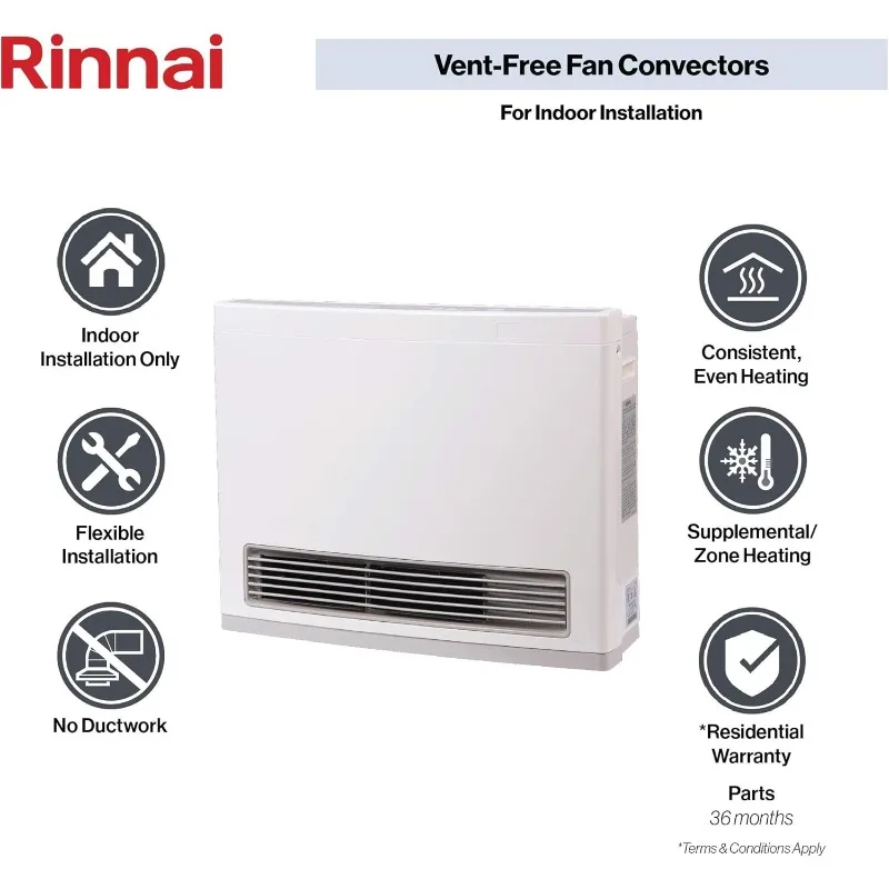 Aquecedor de propano sem ventilação Rinnai FC824P, aquecedor de espaço com economia de energia com termostato programável